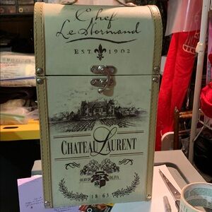 Vintage Chateau Laurent Decorative Wine Holder Box can hold 2-bottles. 14x8